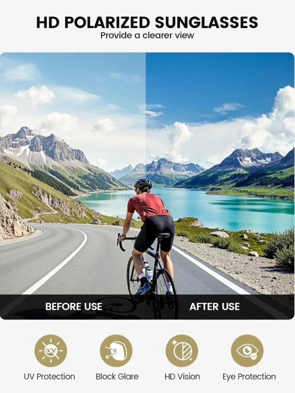 Polarized Sports Sunglasses for Men & Women - UV400 Protection for Outdoor